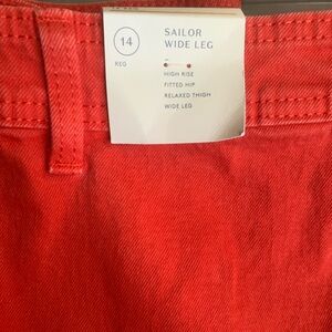 NWT Women's Coral Red Sailor Wide-Leg Jeans